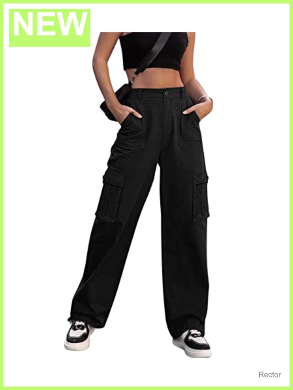 Women High Waisted Wide Leg Cargo Pants Cotton Blend Casual Trousers